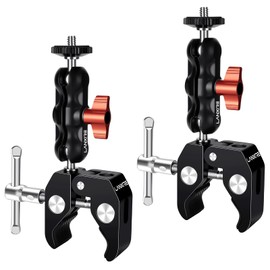 LANXIRE Super Clamp Camera Mount with Double Ball Head Adapter - 2 Pack - Compatible with Canon Nikon DSLR, Gopro, LED Lights, Ronin-M/MX, Freefly MOVI - 360° Rotation - 1/4"-20 & 3/8"-16 Thread