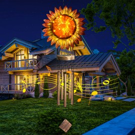 AVEKI - Campanas de viento solares, luces solares de girasol para decoración de jardín al aire última intervensión, campanillas de viento solares impermeables para decoración colgante de jardín exterior, campanillas de viento conmemorativas para exterior