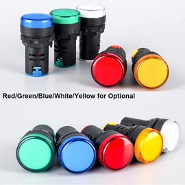 Gebildet 12pcs AC220V-380V 22mm LED Power Indicator, LED Pilot Signal Light Panel Indicator, LED Flash Light (Red Yellow/Blue/Green, Each Color 3pcs)