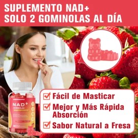 Nad Resveratrol Gomitas Nr Nicotinamida Ribosa Sabor Fresa                                                                                            