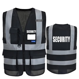 AYKRM Safety Vest Yellow Orange Black Folder Security Fire Protection Aid, black