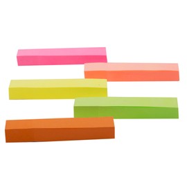 Desk Tech Sticky Notes, 3" x 0.6", 5 Pads, 100 Sheets/Pad - Neon Self Adhesive File Tabs Flags Colored Page Markers Labels for Binders, Books and Notebooks