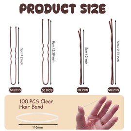 Pack of 300 Hair Pins, Bobby Pins Set, Metal Hair Clips, Women's Hair Accessories, French U-Hair Clips, 2 Inch / 2.36 inch, Hair Pins for 2 Inch / 2.75 inch, Hair Bobbles in a Storage Box (Brown)
