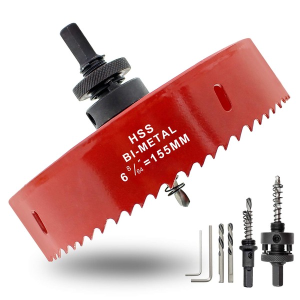 Hordion 155mm 6.1 inch Hole Saw with Drill Bits &