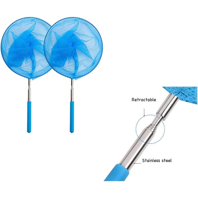 4pcs MAGIKON 8-Inch Diameter Retractable Bug Net,Little Fish Butterfly catching