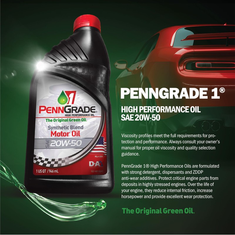 PENN GRADE 1, 71190, Synthetic Blend High Performance Oil SAE