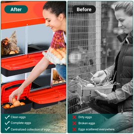 GarveeLife Nesting Boxes for Chickens, 8 Holes Chicken Nesting Boxes with Legs, Chicken Laying Box with Lid Cover, for Outdoor Chicken Coop Farm Yard, Red