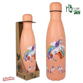 NatureVac Unicorn - Stainless Steel Thermal Insulated 17 oz Water Bottle - Drink Stays Hot for 12 Hours and Cold for 24 Hrs Leakproof Vacuum Flask Water Bottle for Gym, Travel, Sports, School