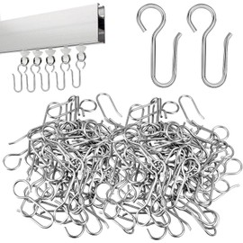 60 ganchos de metal pequeños en forma de S, kit de ganchos de cortina plateados para cortina pequeña, gancho de alambre para cortinas de ducha montadas en el techo, cortinas divisores de