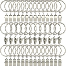 Paquete de 40 anillos de cortina con clips, clips para cortinas con anillos, ganchos para cortinas de 1.26 pulgadas de diámetro interior, se adapta a barras de cortina de hasta 1 pulgada
