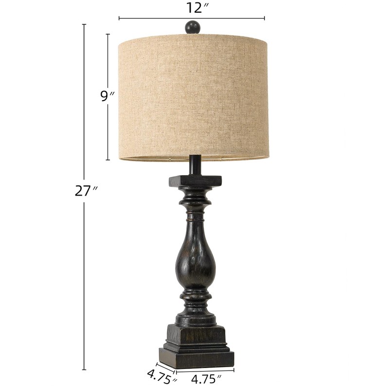 BOBOMOMO 27" Farmhouse Table Lamp Set of 2 with USB