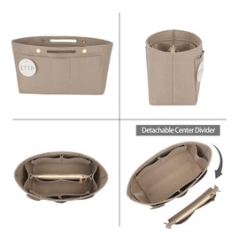 ETTP Purse Organizer Insert For Handbags, Tote Bag Organizer Insert Compatible with Neverful gracefull onthego and more (Beige, Large)