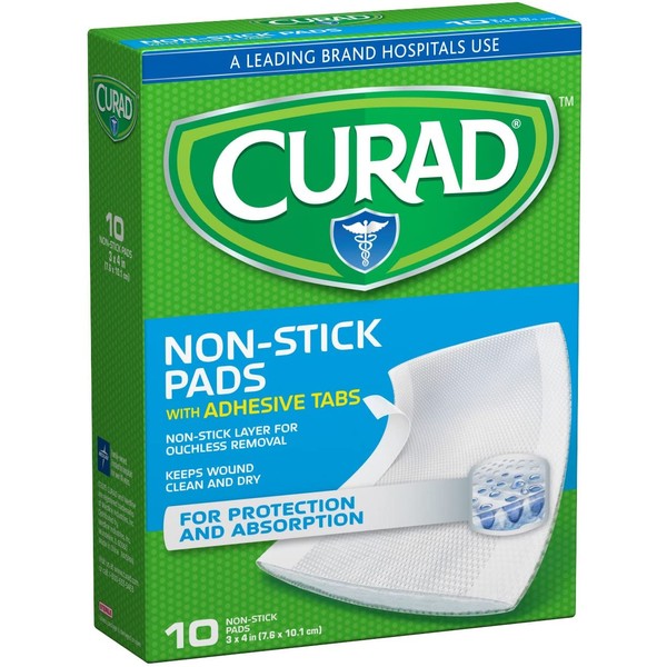 Curad Medium Non-Stick Pads, 10 Count, Pack of 3