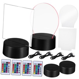 Uonlytech LED Light Base, 4 Pack 16 Colors Acrylic Display Light Stand Base with Remote Control, USB Powered Large Size 3D LED Night Light Holder for Bedroom Living Room