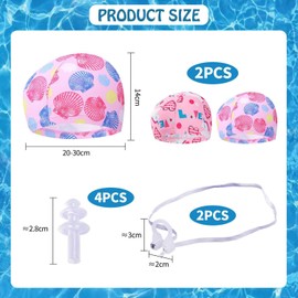 2 Pieces Children'S Swimming Caps, With 2 Pieces Nose Clips And 2 Pairs Of Earplugs, Waterproof Swimming Gear, Cute Cartoon Swimming Caps, Water Sports Accessories.