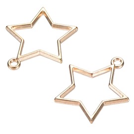sourcing map Resin Pendants Frames, Star Shape Geometric Alloy Hollow Open Back Charms for DIY Crafts, Gold Tone Pack of 10