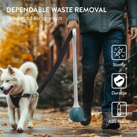 Navaris Dog Pooper Scooper L - Cat, Horse Poop Scoop w/Dense Closure & Smooth Button - Ideal for Dogs & Cats - Long Handled Durable Garden Poo Picker Upper - Deep Green, Large