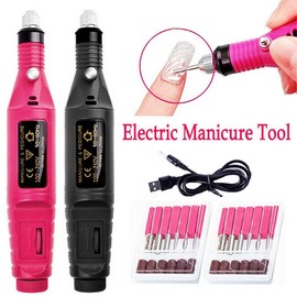 Electric Nail Drill Bits 12File Tool Set Machine Acrylic Art Manicure Pen Shaper - Compact & Portable Nail Art Shaping Tool with Various Bits