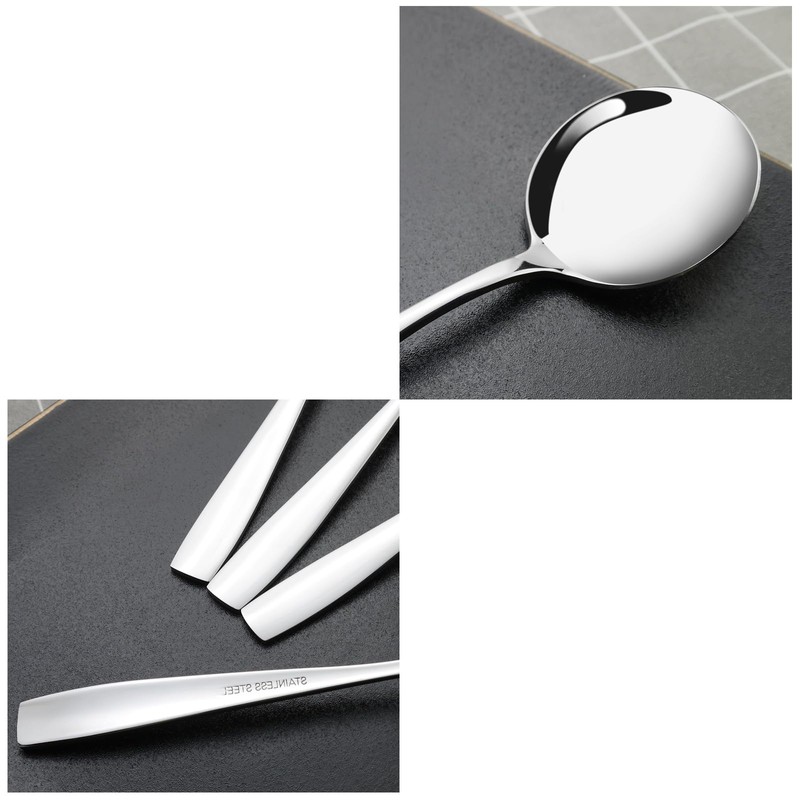 Bringer 12 Pieces Stainless Steel Round Soup Spoon, Bouillon Spoon