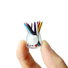 RillyRellow Miniature Dollhouse Colored Crayon Pencil Set with Glass, 1:12 Scale, 13 Count (Pack of 1), Multi-colored, Ideal for Dollhouse Decor, Dioramas, or Desk Decoration