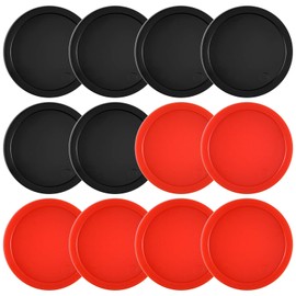 Coopay 12 Pieces Home Air Hockey Pucks 2.5 Inch Heavy Replacement Pucks for Game Tables Equipment Accessories, 12 Grams (Red and Black)