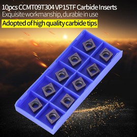 Akozon 10pcs CNC Carbide Chip Insert Blade Cutter Lathe Turning Tool with Box CCMT09T304 VP15TF