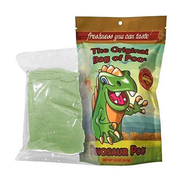 The Original Bag of Poo, Dinosaur Poop (Green Cotton Candy), for Novelty Poop Gag Gifts