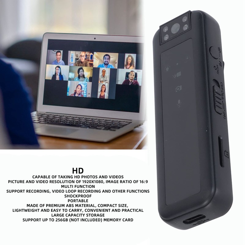 Portable HD Mini Video Recorder with Rotatable Lens, 1920x1080 Resolution,