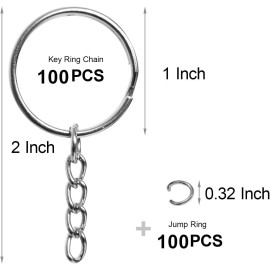 Unbranded 50PCS Bulk Keychains Set, Split Keychains Rings with Chain 1 inch, Key Rings