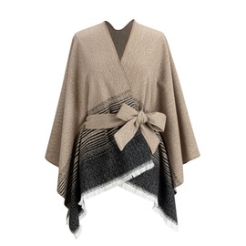 DEMDACO Waist Bow Tie Pullover Poncho Travel Wrap, One Size Fits Most Cotton, Striped