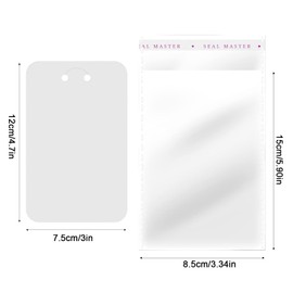 AIEX 100pcs Keychain Display Cards with 100pcs Self-Sealing Bags, White Keyring keychain Display Cards Holder for Packaging Selling (7.5x12cm / 3 x 4.7inch)