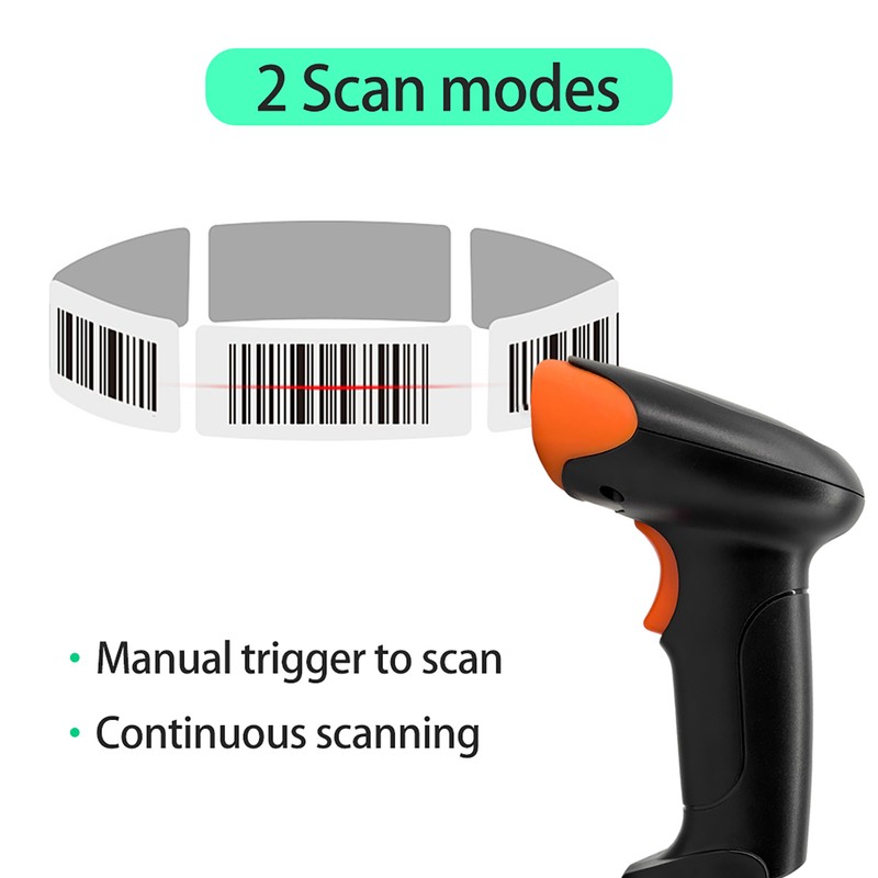 Handheld 1D/2D/QR Barcode Scanner BT+2.4G Wireless USB Wired Bar Code