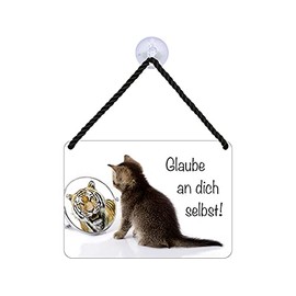 Blechwaren Fabrik Braunschweig KH080 Cult Hanger Believe an Dich selbst Cat Lion
