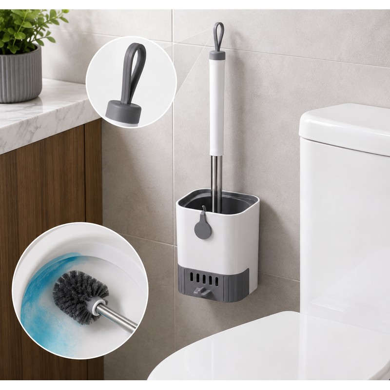 Wall Mounted Toilet Brush Set for Bathroom Cleaning – Flexible