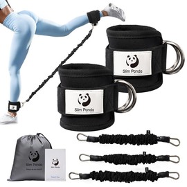 Slim Panda Ankle Resistance Bands, Ankle Bands for Working Out with Cuffs, Kickbacks Hip Gluteus Training Exercises - Color: Black