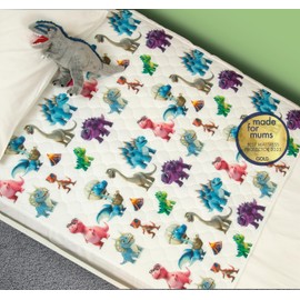 Bedwetz Potty Training Bed Pads | 100% Waterproof Mattress Protector | Bedwetting Sheets, size fits Single & Toddler Beds | Non Slip Mat with Side Wing Tucks | UK Brand | Dinosaur