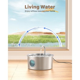 Cat Water Fountain Stainless Steel: Cat Fountain for Drinking - 108oz/3.2L Pet Water Fountain for Cats Indoor - Quiet Water Fountain for Cats - Faucet Pet Fountain - for Small and Medium-Sized Pets