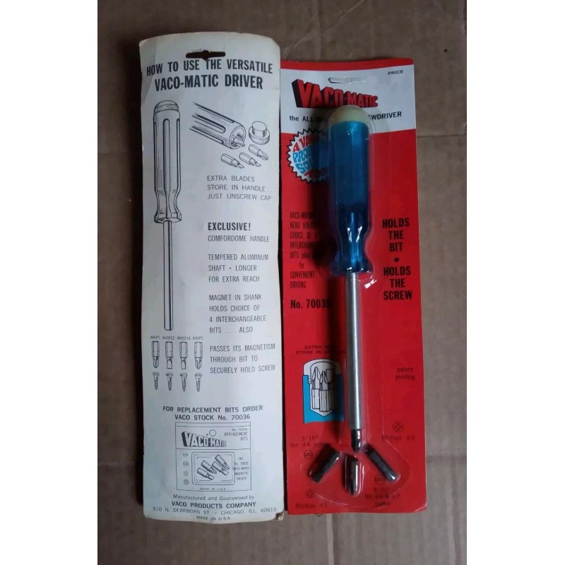 Vaco VINTAGE NOS - VACOMATIC 70035 MAGNETIC SCREWDRIVER W /