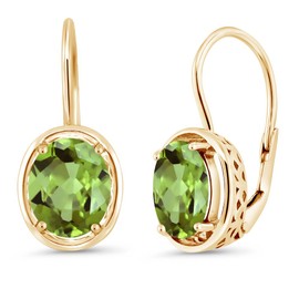 Gem Stone King 3.6 Cttw Aretes de Plata 925 Chapada En Oro Amarillo Peridoto Verde Natural