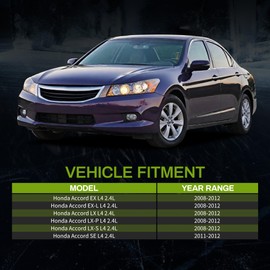 AUTOSAVER88 Engine Radiator Cooling Fan Assembly Set Compatible with 2008 2009 2010 2011 2012 Accord 2.4L L4 Driver and Passenger Side with AC Condenser Fan