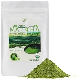 EFOOFAN Té Verde Matcha Orgánico En Polvo, Grado Culinario Premium (113 G), Sabor A Té Tencha Japonés, Primera Cosecha, Té Macha Orgánico Para Latte,