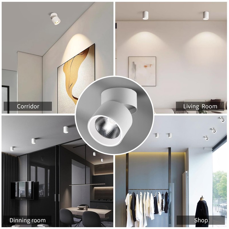 LED Ceiling Spotlight, 3000K 10W COB Downlight with 360° Rotation,