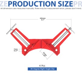 Glarks 4Pcs 90 Degree Right Angle Clamps, Corner Clamp for Woodworking, Adjustable Corner Square Clamp for DIY Fish Tanks Picture Frames Glass Holder