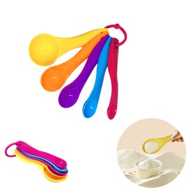 Set of 5 Measuring Spoons, Measuring Spoons, Colored Measuring Spoons Measuring Spoons Set for Liquids and Powders, Plastic, for Cooking, Grilling, Baking and Ingredient Aids Gadgets