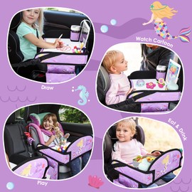 WENRENER Kids Travel Tray, Travel Tray For Kids Car Seat, Toddler Road Trip Essentials With Drawing Kit, (Purple Mermaid)