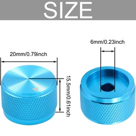 Xiatiaosann Blue Aluminum Rotary 4pcs Electronic Control Potentiometer Knob for 6mm Diameter Shaft Volume Control Knob Audio Knob Electric Guitar Knob Switch Knob 20mm x 15.5mm