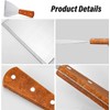 2Pcs Griddle Scraper,Stainless Steel Spatula for Cast Iron Wood Handle