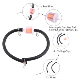 Keenso Fuel Filters Oil Filter, Universal Motorcycle Gasoline Fuel Filter Kit With Tubing Clips Fits for Most 49cc-160cc Mini Moto Dirt Bike ATV Quad.