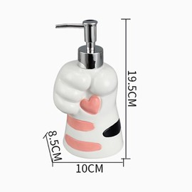 WAIT FLY Cute Cat Paw Ceramic Soap Dispenser with Plasic Pump, Refillable Lotion Soap Bottle, Dish Soap Dispenser, Hand Soap Dispenser-Cat Paw-15 OZ