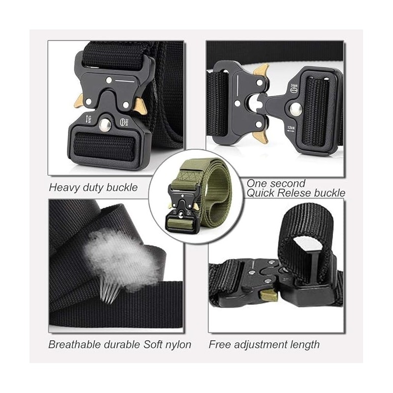 Tactical Belt, 3.8 cm Military Nylon Web Belt, Quick Release